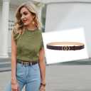 Fashion Women Leather Belts with Pin Buckle Waist Belt for Pants Dresses Jeans