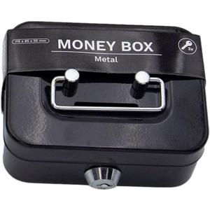 Small Cash Box With Key Lock - Metal Coin Piggy Bank, Lock Box For Money Safe, Key Lock Money Organizer, With 2 Keys, Secure Money Organizer With Handle, For Adults And Kids 4.5" X 3.3" X 2.3" (Black)