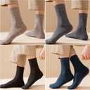 Josnown 5 Pairs Wool Socks Mens, Thick Warm Winter Thermal Cozy Boot Socks (A-black/Gray/Blue/Brown/Camel)