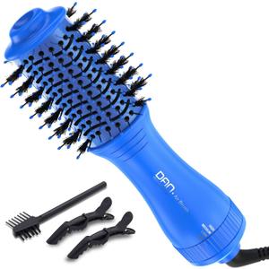 Dan Technology Blow Dryer Brush, 2 Inch Oval Titanium-Ceramic 4-in-1 Hot Air Brush & Hair Brush Blow Dryer for Fast Drying and Frizz-Resistant Volume, 2 Speeds & 3 Heat Settings 120V (Blue)