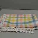 JIALE Easter Gingham Tablecloth Cotton Linen Fabric Colorful Checkered Table Cloth with Tassel, Washable Wrinkle Free Buffalo Plaid Table Cover for Spring Summer Dining Party, Multi Yellow, 55X75''