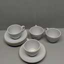 KIVY Cappuccino cups set [4x 8oz] - Thick-walled stoneware cappuccino cup set for latte art - Cappuccino coffee cups - Tazas de cafe - Latte cups - Ceramic latte art cup and saucer set of 4 - Grey