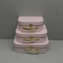 Jewelkeeper Paperboard Suitcases, Set of 3 Vintage Decorative Storage Box, Luggage Decor Storage, Vintage Decor for Birthday, Weddings, Pink Design (Pink Gold Dots)