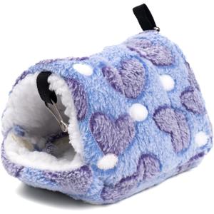 Cozy Hideout House for Small Animals - Soft Washable Bed for Guinea Pigs, Chinchillas, Hamsters and Hedgehogs Warm Comfortable Pet Hideaway with Plush and Fleece for Winter (Purple)