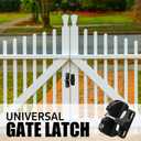 Self-Locking Gate Latch, 2-Sided Key Lock, Black Fence Hardware for Wood Metal Vinyl Gates