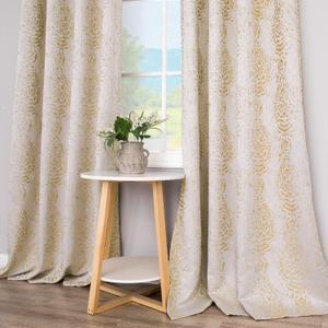Mrs.Naturall Gold Yellow Semi Sheer Curtains 108 Inches Long for Living Room 2 Panel Set Damask Pattern Jacquard Luxury Drapes for Bedroom,52x108 Inch Length
