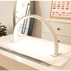 Yesibeike Half Moon Light for Nail Desk with Phone Stand,28 Inches 48W, 3 Color Temperature Adjustable & Dimmable for Eyelash Tech, Makeup, Tattoo, Spa, Salon，Manicure Nail Art Fill Light(White)