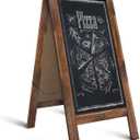 HBCY Creations A Frame Chalkboard 40x20 Solid Wood A-Frame Sign Rustic Brown Double-Sided Magnetic Board, Chalkboard Menu Board, for Restaurants, Cafs, Weddings - Heavy Duty Hinges (1- Torched Brown)