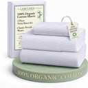 LANE LINEN 100% Organic Printed Cotton Sheets Twin Size, Classic Ticking Stripe Print Soft & Comfy Low Pill Fade Resistant Naturally Cooling Machine wash Twin Sheets