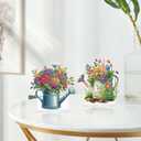 Tontut 2 Pcs Flower Diamond Art Painting Desktop Jewelry Kits, DIY Special Shape Diamond Art Desktop Decorations for Home Office Desktop Decoration Art Crafts, TT-US-BL2004