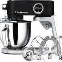 All Metal Stand Mixer 5.3 Quart with 4 Stainless Steel Attachments, Heavy Duty Dough Mixer with DC Motor, Lower Noise, Verstile Mixer with Power Hub, 8-Speed & Timer (Black)