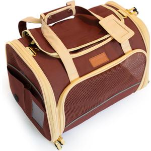 Large Cat Carrier Soft Dog Carrier for Small Dogs Pet Bag Carriers for Cat Dog Travel Bag Large Small Dog Puppy Kitten Rabbit Bunny Airline Approved for Traveling (L Brown) (20" x 13" x 14")