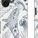 for iPhone 16 Plus Case Cute  Wireless Charging Compatible  Dual-Layer Shockproof Protection with Stylish Wildflower Design  Protective Cover for Women - Oceanic Whale Creatures