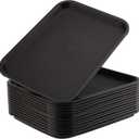 ZOENHOU 14 Pack 14 x 10 Inch Plastic Fast Food Tray, Rectangular Plastic Cafeteria Trays Food Serving Trays, Restaurant Lunch Tray for Serving Home Dinning Room Organization, Black