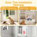 23.8"-60.6" Extra Wide Baby Gate for Stairs, Metal Pet Dog Gate for Doorways Indoor, 2 Installation Positions, Hardware Mount, 29.1H Walk Through Safety Child Gate for Kids Toddler, White