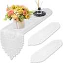 Lace Table Runner 3 Pack - 13x44 Inch White Crochet Lace Dresser Scarf, Cotton Rectilinear Table Cover for Dresser, Dining Table, Wedding Party Home Decoration