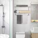 Towel Rack for Bathroom, DEWVIE 23 Inch Tower Holder with Tower Bars, SUS 304 Stainless Steel Lavatory Bath Towel Shelf Towel Hanger Wall Mount, 3-Tier (Brushed Nickel)