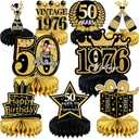 3 x 9 Pcs 50th Birthday Decoration for Men Women 50th Birthday Table Decorations Cheers to 50th Birthday Honeycomb Centerpieces Table Topper Black and Gold 50th Birthday Party Favors