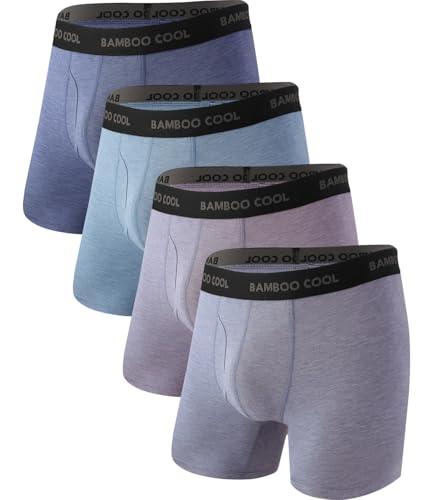 BAMBOO COOL Men's Ultra Breathable Underwear,No Riding Up Boxer Briefs with ComfortFlexible Waistband,Multipack, XL
