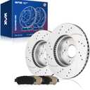 KAX Front Brake Kit, Drilled and Slotted Brake Rotors, Ceramic Brake Pads | Fits Toyota Tacoma 2005 2006 2007 2008 2009 2010 2011 2012 2013 2014 2015 (5-Lug), Automotive Replacement Brake Kit (31428-D906)