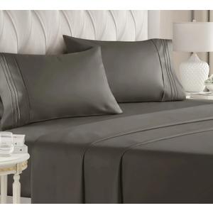 King Size 4 Piece Sheet Set  Comfy Breathable & Cooling Bed Sheets Set  Hotel Luxury Bedding for Women, Men, Kids, Teens, Boys & Girls  Deep Pockets, UltraSoft, Wrinkle Free  OekoTex  Charcoal