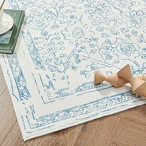 jinchan Area Rug 6x9 Rug Washable Boho Living Room Rug Floral Print Large Rug Indoor Soft