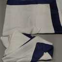 White Pillow Shams King Size Set of 2, 100% Cotton Hotel Luxury Decorative Pillow Sham with Navy Border, 400TC Sateen Weave Soft Smooth Breathable Elegant Pillowcases for Bedding, 20x36 Inches