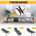 YELLOW JACKET Folding Camping Cot for Adults Adjustable 5-Position Portable Sleeping Cot Bed with Pillow and Removable Mattress Reclining Foldable Camp Cots for Outdoor,Home,Beach,Patio,Grey, 75 inches x 26.8 inches x 5.9 inches