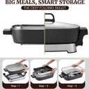 Elite Gourmet 15" x 12" x 3" Stow-Away Foldable Electric Skillet, Ceralast PFAS Free Ceramic, 1500W Rapid Heat, Dishwasher Safe Pan & Lid, Black/Grey