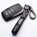 Genuine Leather Car Key Chain for Cadillac Escalade CT4 CT5 CT6 ATS CTS SRX XT5 Keyring Keychain Accessories Family Present(Black)