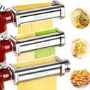Pasta Roller & Spaghetti Cutter, Fettuccine Cutter Attachment for Kitchenaid Stand Mixer3 Pcs Stainless Steel Pasta Maker Accessories By Aooaid