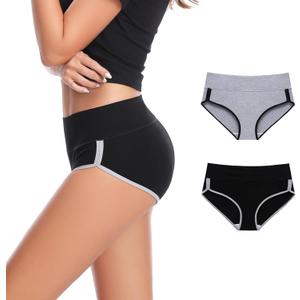 3 x CAILECOTTON Womens Underwear Cotton High Waisted Underwear for women Brief Soft Stretch Breathable Everyday Hipster 5ps (4X-Large, Multi K-5pcs)