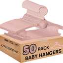 Baby Nursery Closet Hangers, 360 Swivel Hook Kids Hanger, Non-Slip Plastic Infant Hanger, 50pcs Nude Pink 11-14.5" Adjustable Baby Clothes Hangers for Girl Boy Toddler