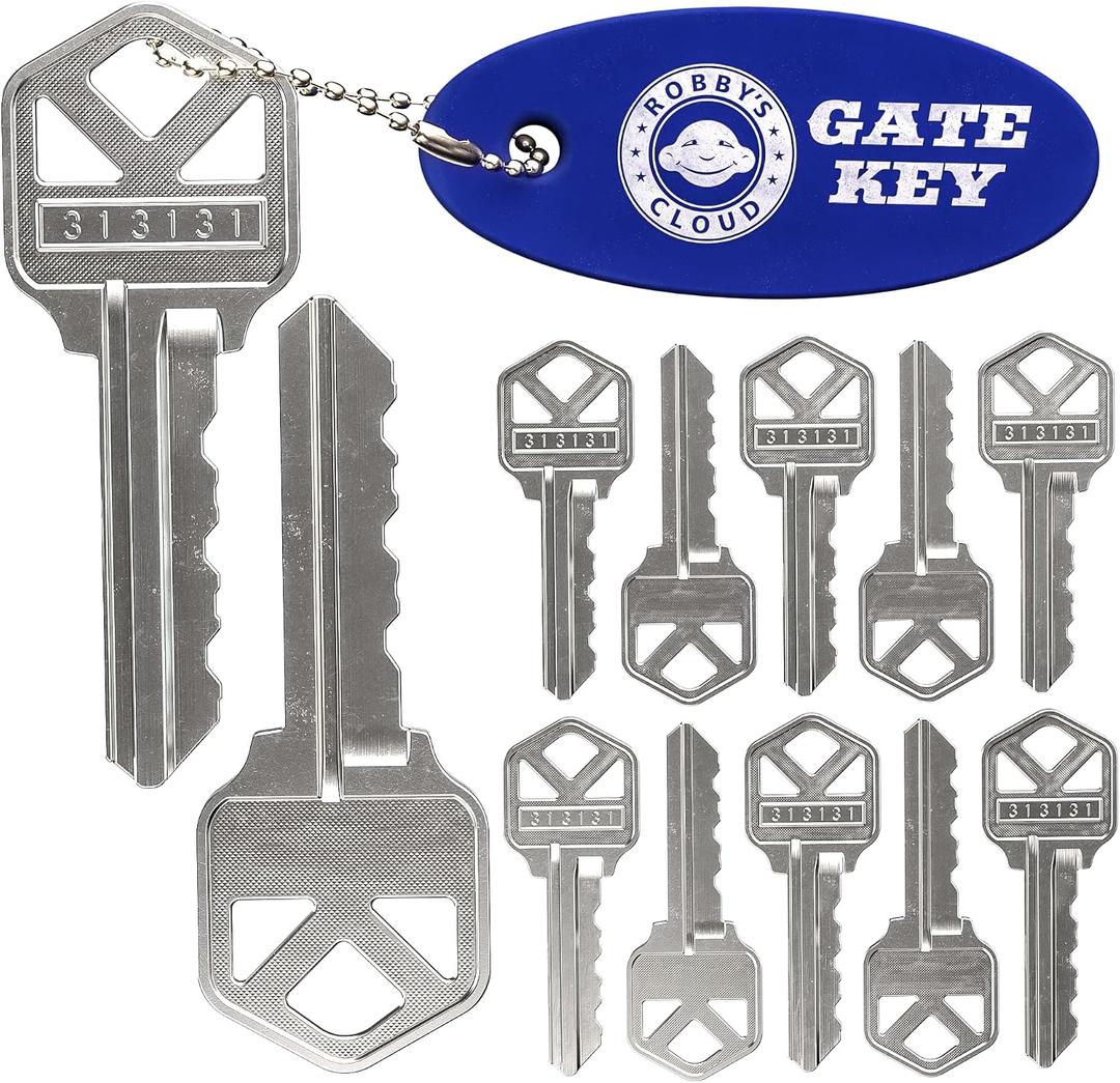 Magna Latch Series 3 Key Replacement for Magna-Latch Locks with Forward Facing Keyhole (New Style)-Key 313131 for Lokklatch-MagnaLatch Pool Gate Models with Robby's Cloud Key Float Keychain (12 Pack)