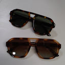 Livho Inspired Aviator Sunglasses for Women Men Hexagonal Square Thick Frame Double Bridge Sun Glasses (Tortoiseshell/ Light Brown)