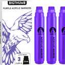 3 Pcs Purple Jumbo Permanent Markers: 15mm Wide Tip Thick Acrylic Paint Pen Large Calligraphy Marker for Rock Painting, Poster, Sign, Canvas, Glass, Wood, Ceramic