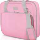 SKYDUE Zipper Binder 3 Inch D-Ring School Binder, Oxford Fabric School Organizer Holds 700+ Sheets, Fits 13.3" Laptop, Water-Resistant, Handle & Shoulder Strap, 14"x13"  School Supplies, Pink