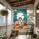 IVN Halloween Cat Garden Flag 28 x 40 Inch Double Sided House Flag with Moon Pumpkin and Bat Design for Spooky Outdoor Porch Decor