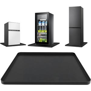 Mini Fridge Mat, 19.7x19.7x0.6 Inch Non-Slip Thick Under Refrigerator Silicone Mat, Leak-Proof Washer Drip Tray for Carpet Floor Protection, Black