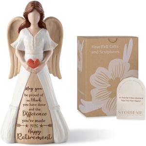 Storieme Retirement Gift for Woman 2026: 7.3 Handcrafted Angel Figurine for Retiring Coworker Teacher Nurse - Retired Keepsake for Retirement Party Decorations