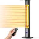 Outdoor Electric Patio Heater, 42-inch 1500W Infrared Tower Heater with 9 Heat Settings & 9H Timer, IPX5 Waterproof, Safety Lock, Tip-Over & Overheat Protection Space Heater for Indoor & Outdoor Use