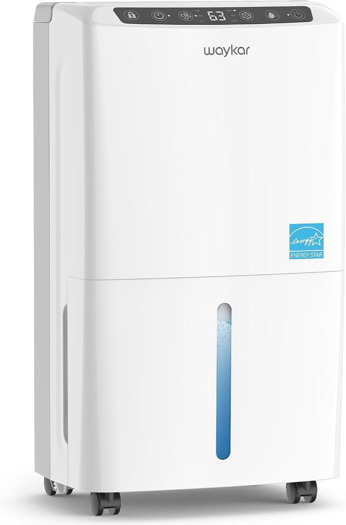 Waykar 2,000 Sq. Ft. 34 Pints 2025 Most Efficient Energy Star Dehumidifier for Basement & Home with Auto or Manual Drainage, 0.62-Gallon Water Tank