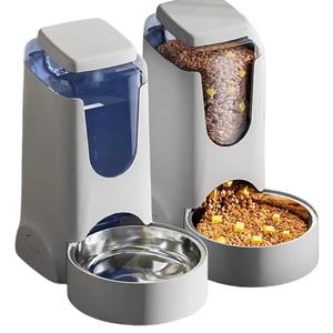 Pets Automatic Gravity Feeder Dogs 2.8L Food, Stainless Steel Bowl for Small Medium Big Puppy Kitten(Light Gray)