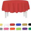Party Dimensions Red Disposable Plastic Tablecloth for Round Tables (12 Pack) 84 inches Table Cloths for Parties, Events & Weddings, Indoors & Outdoors, Plastic Table Cover