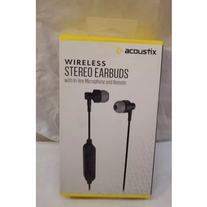 Acoustix Wireless Stereo Earbuds w In-Line Microphone and Remote