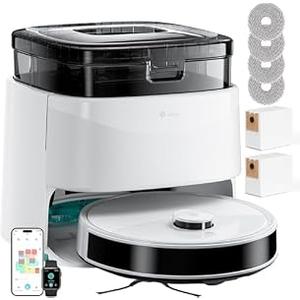 Lefant Robot Vacuum and Mop, 12000Pa Suction, 90-Day Self-Emptying, Auto Mop Washing&Drying, Obstacle Avoidance, All-in-One for Pet Hair Carpet, 5G WiFi Alexa/APP/iWatch Control, M3 White