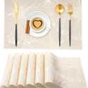 Gold Rectangle Placemats Set of 6 Vinyl Place Mats for Dining Tables Kitchen Indoor Easy to Clean Heat Resistant Wipeable Washable Modern Dining Table Mats Wedding Holiday Party Festival Decor