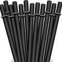ALINK 12-Pack Reusable Black Straws, 10.5" Long Hard Plastic Tumbler Replacement Straws for 16 OZ 20 OZ 30 OZ Stanley, YETI, Mason Jar, Starbucks Tumblers, Set of 10 with Cleaning Brush