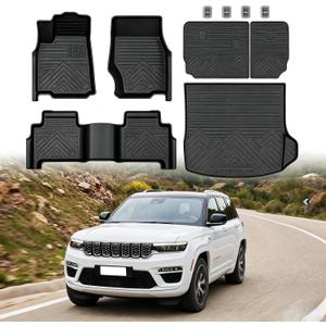 Mixsuper Floor Mat & Cargo Liner for 2022-2026 Jeep Grand Cherokee 5-Seater(WL Include 4xe, Not WK2 or WL75),All Weather TPE Floor Mats Protection for Cherokee Accessories,Full Set Anti-Slip Car Mats