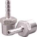 DERNORD 1/4" Barbed Hose x 3/8" NPT Female - Home Brew Fitting 304 Stainless Steel Pack of 2